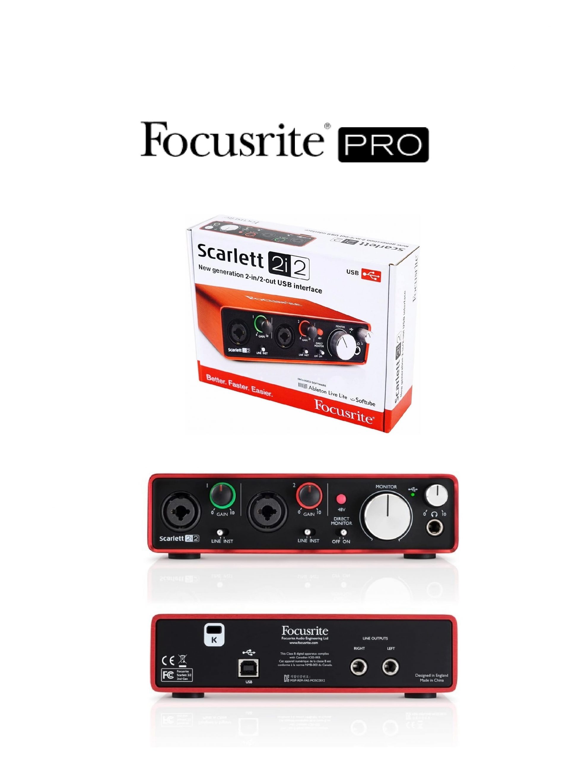 Focusrite Scarlett 2i2 - Interfaz de audio USB 2.0 2 canales - Avacab